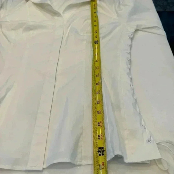 Lafayette 148 women’s button down white cotton shirt w/laced up sides size 6 - Picture 8 of 11